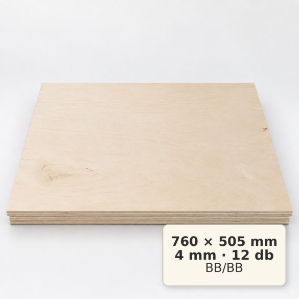 Nyír falap 760x505x4 mm BB/BB 12 db